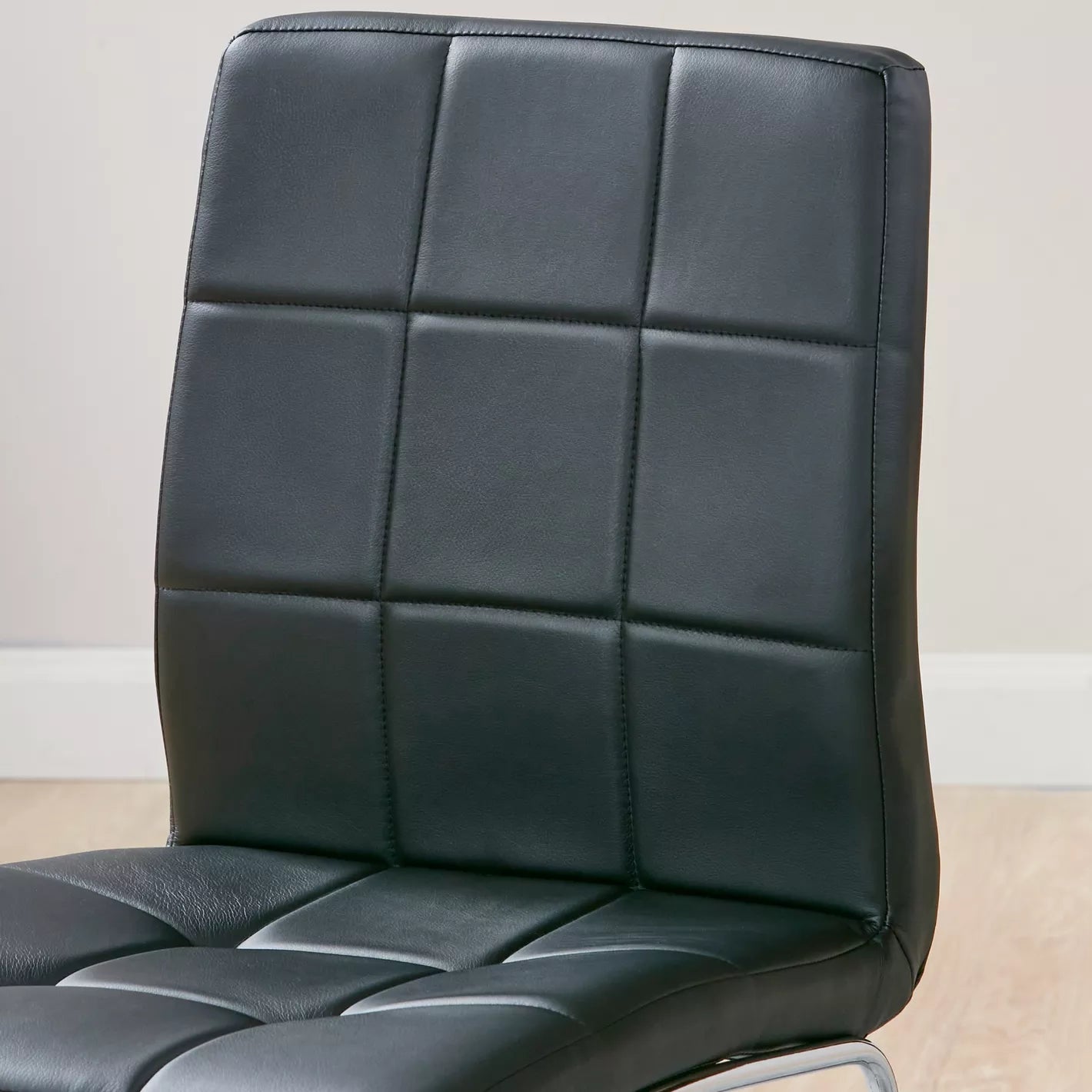 Leather Dining Chair With Metal Legs For Dining Room - Black - COOLBABY