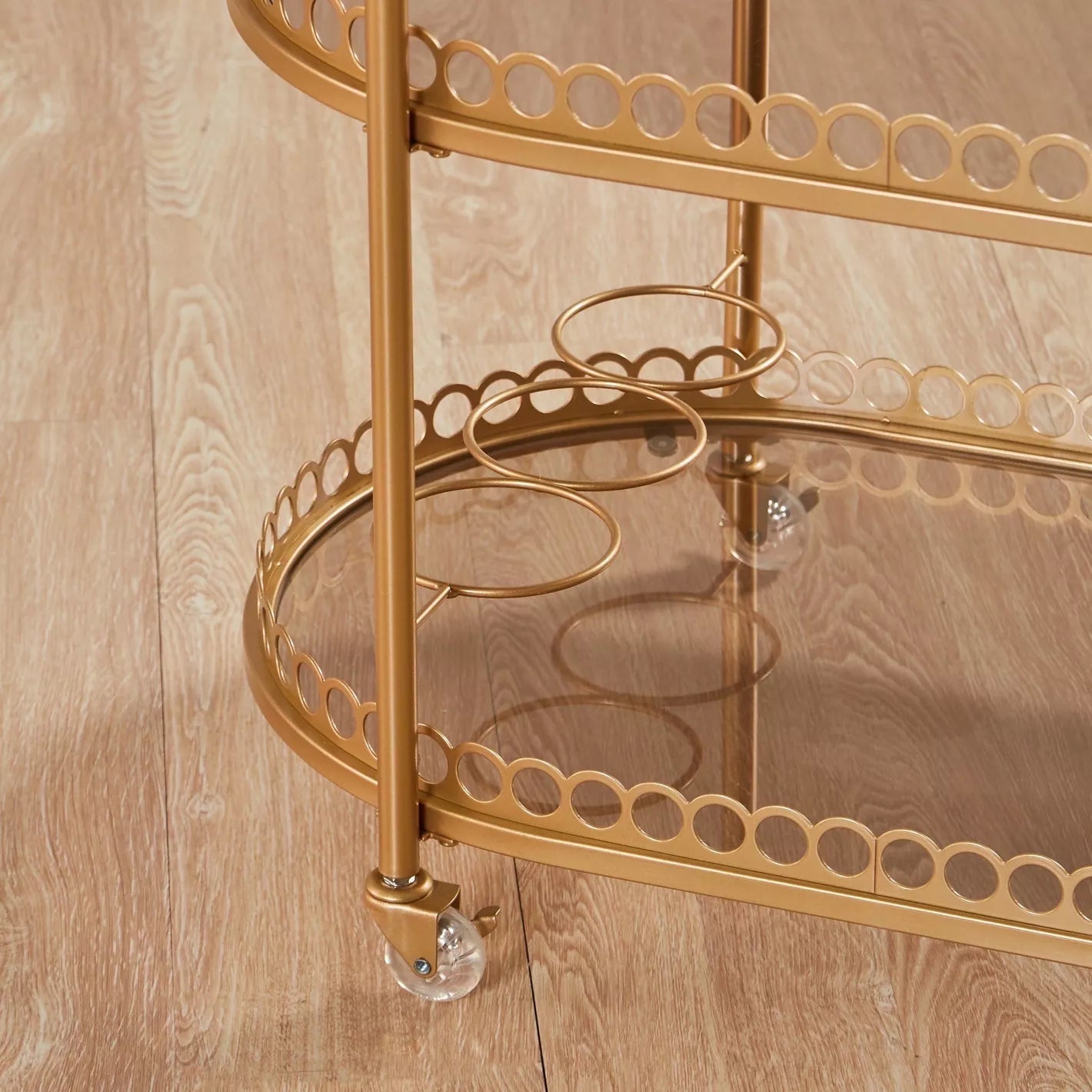 Modern Serving Trolley For Storage With Three Oval Shelves And Lockable Wheels - COOLBABY