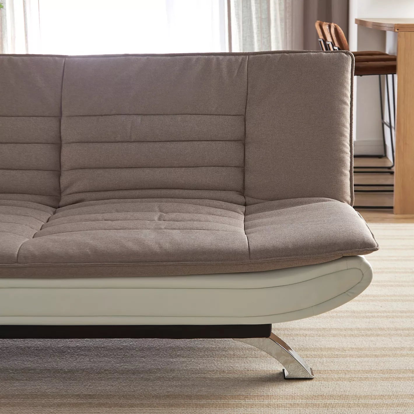 3-Seater Fabric Sofa Bed, Modern Armless Sofa Bed With Metal Legs - COOLBABY