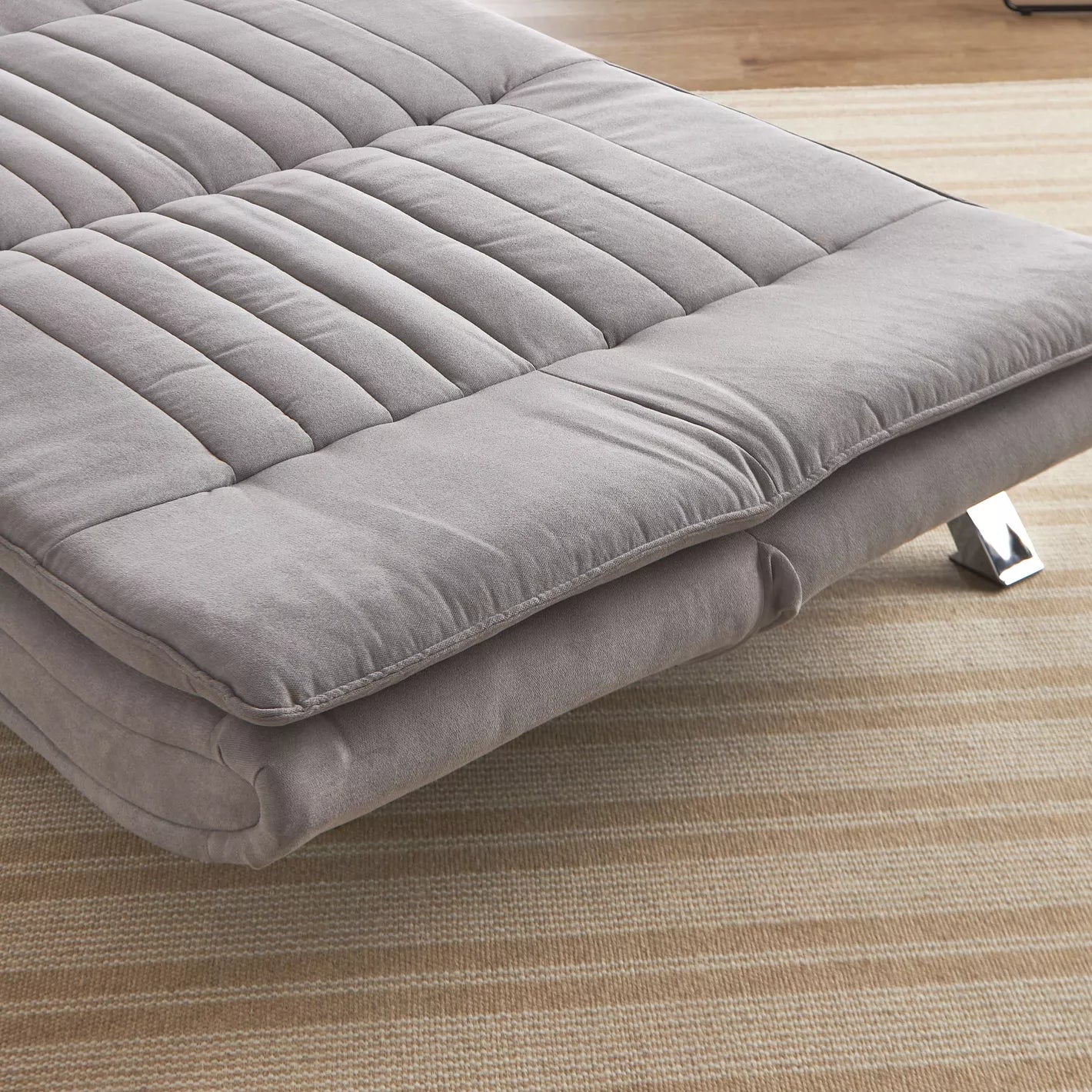 3-Seater Fabric Sofa Bed, Modern Armless Sofa Bed With Metal Legs - COOLBABY