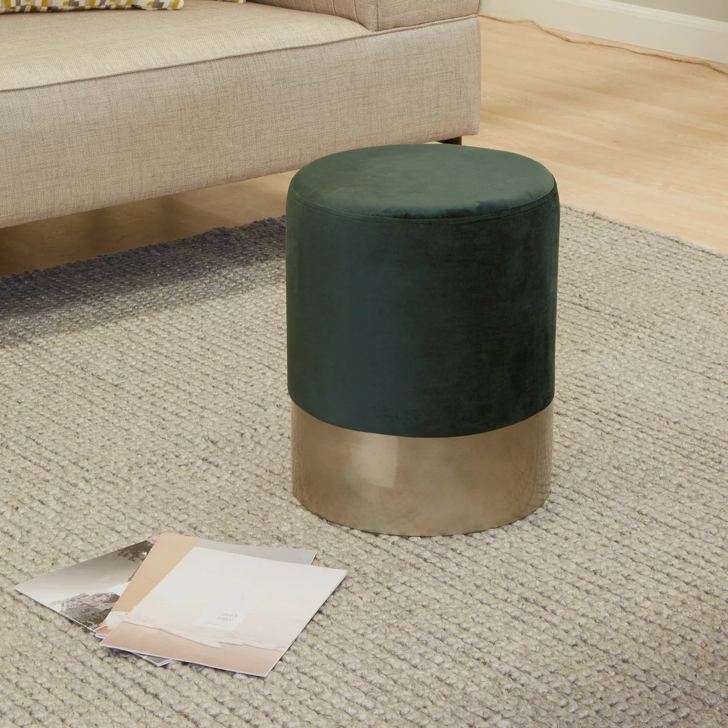 Fabric Velvet Ottoman, Luxurious Ottoman For Modern Home 36 x 36 x 43 CM - COOLBABY