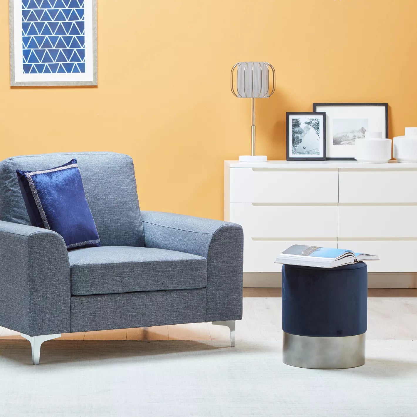 Fabric Velvet Ottoman, Luxurious Ottoman For Modern Home 36 x 36 x 43 CM - COOLBABY