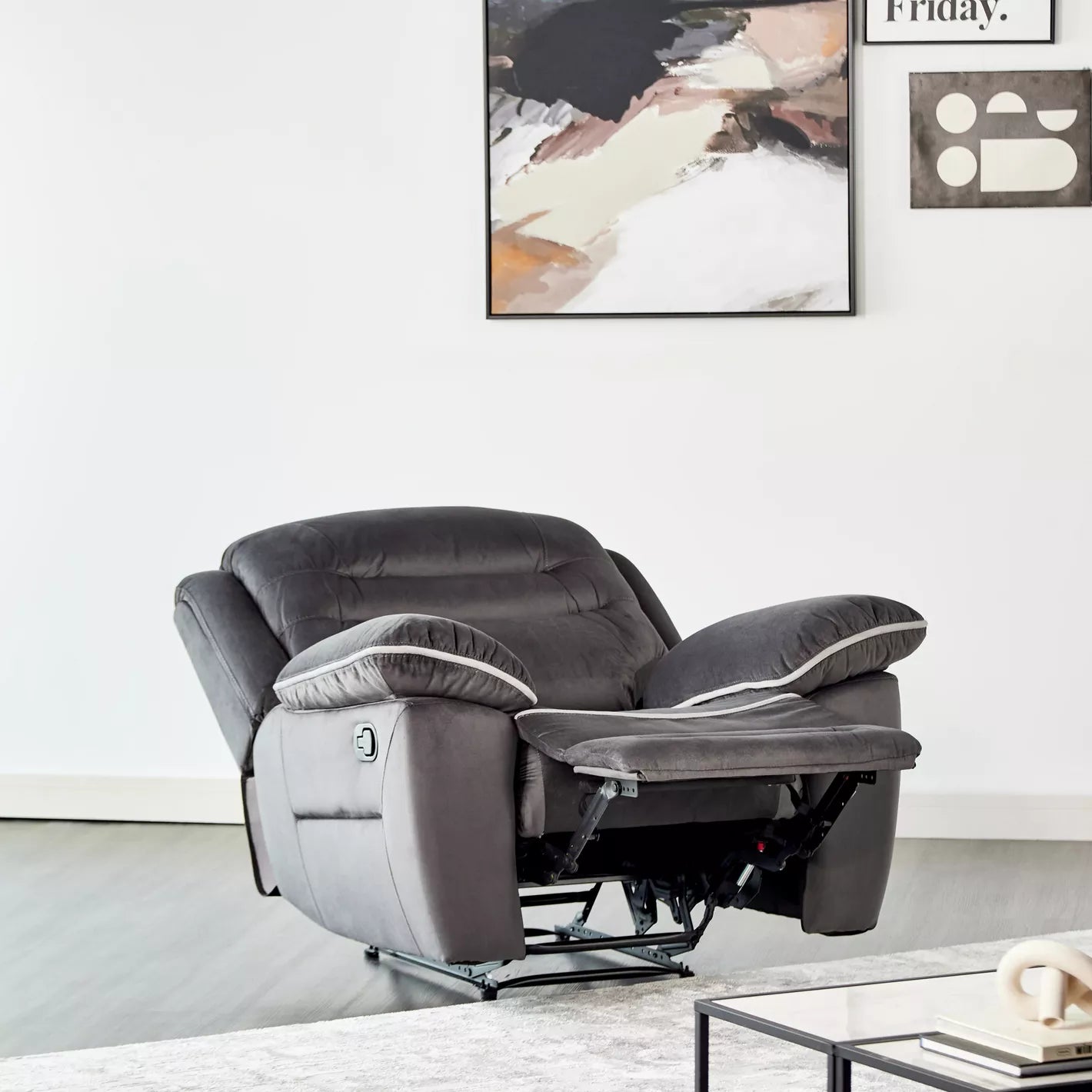 Fabric Recliner, Soft Fabric For A Luxurious Feel 96 x 110 x 105 CM - COOLBABY