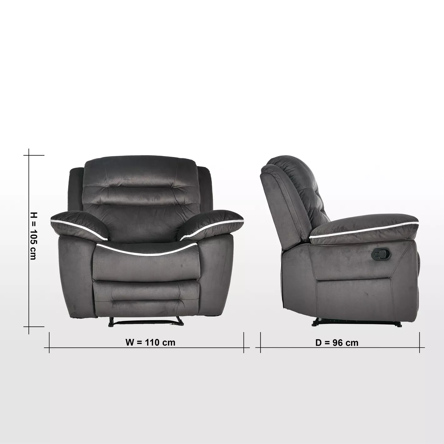 Fabric Recliner, Soft Fabric For A Luxurious Feel 96 x 110 x 105 CM - COOLBABY