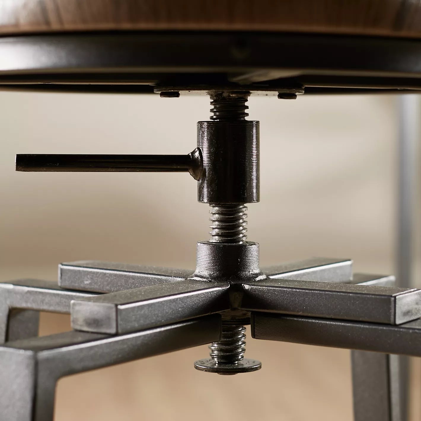 Wooden Top Bar Stool With Adjustable Height And Metal Legs - Black - COOLBABY