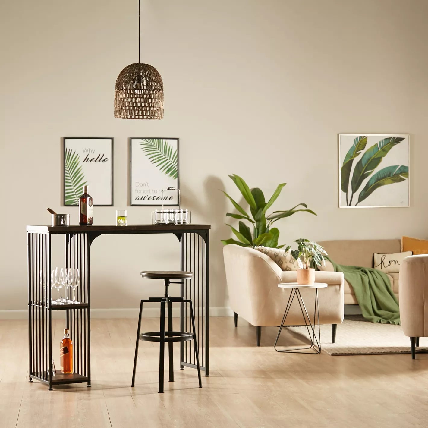 Wooden Top Bar Stool With Adjustable Height And Metal Legs - Black - COOLBABY