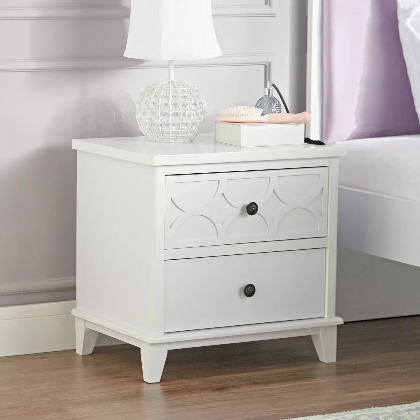 2-Drawer Nightstand, High-Quality Engineered Wood With a Melamine Finish - COOLBABY