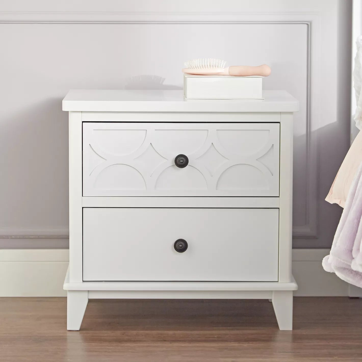 2-Drawer Nightstand, High-Quality Engineered Wood With a Melamine Finish - COOLBABY