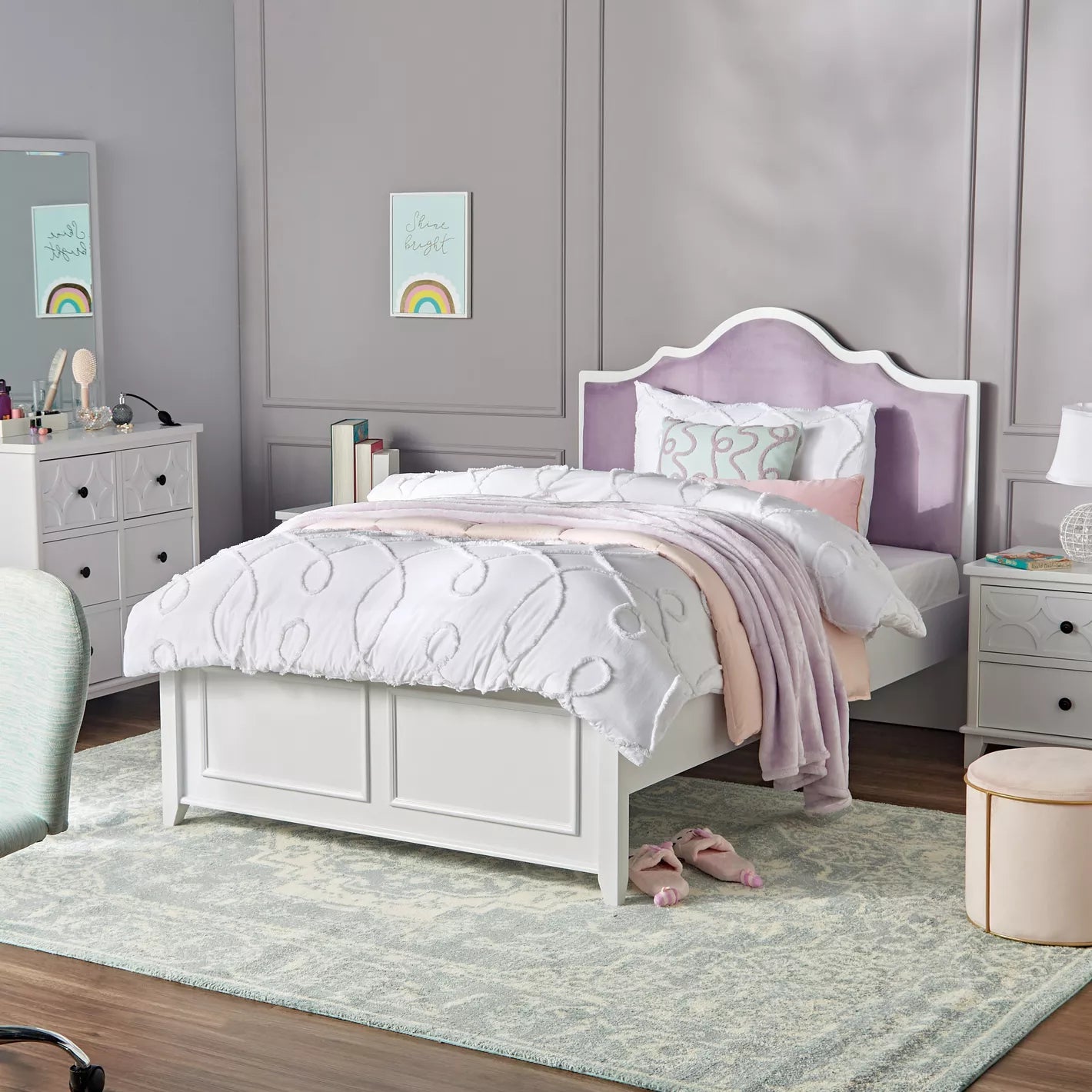 2-Drawer Nightstand, High-Quality Engineered Wood With a Melamine Finish - COOLBABY