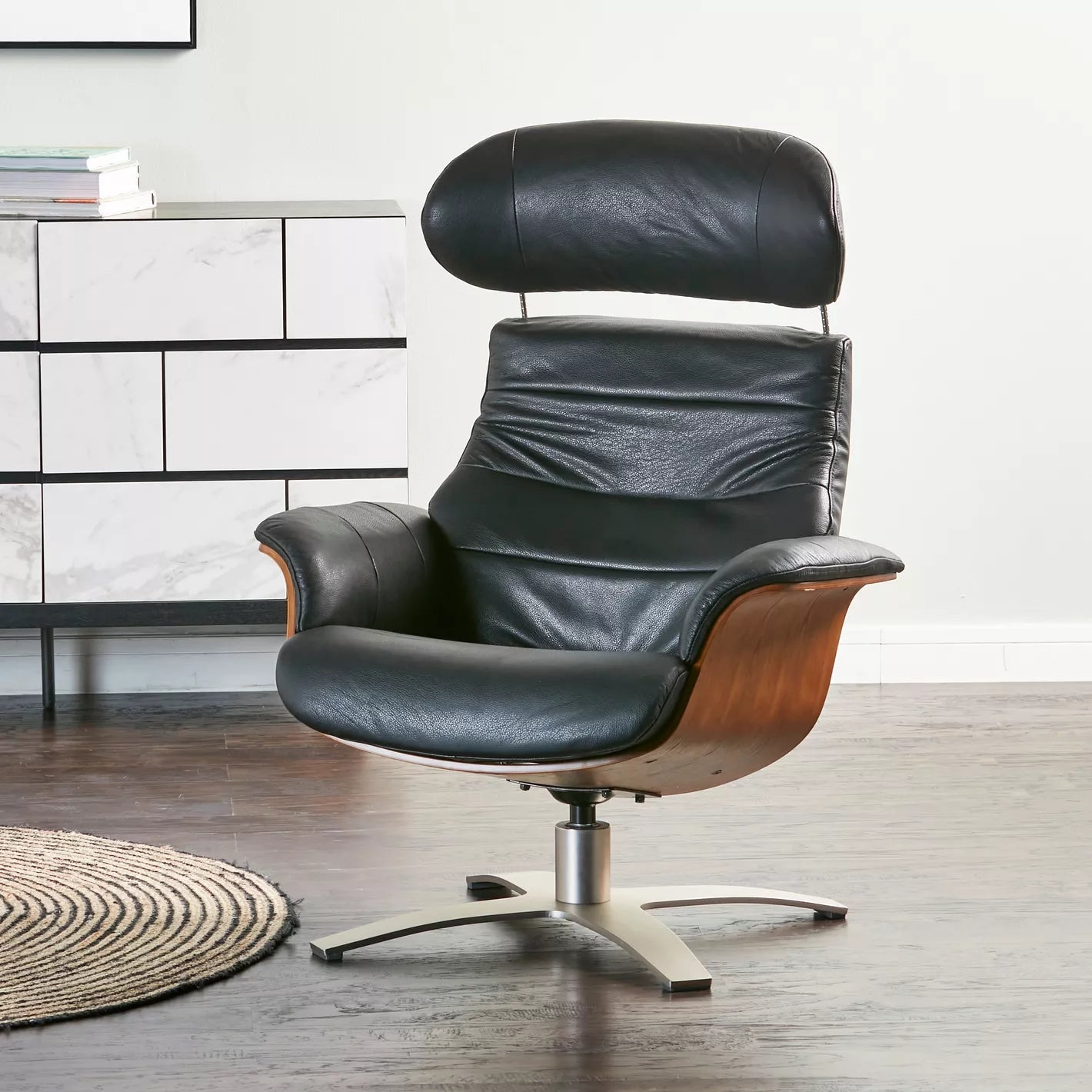 Leather Armchair With Stool, Luxurious Armchair And Footstool , Flair Arms, Fixed Seat And Back Cushions For Modern Office And Home - COOLBABY