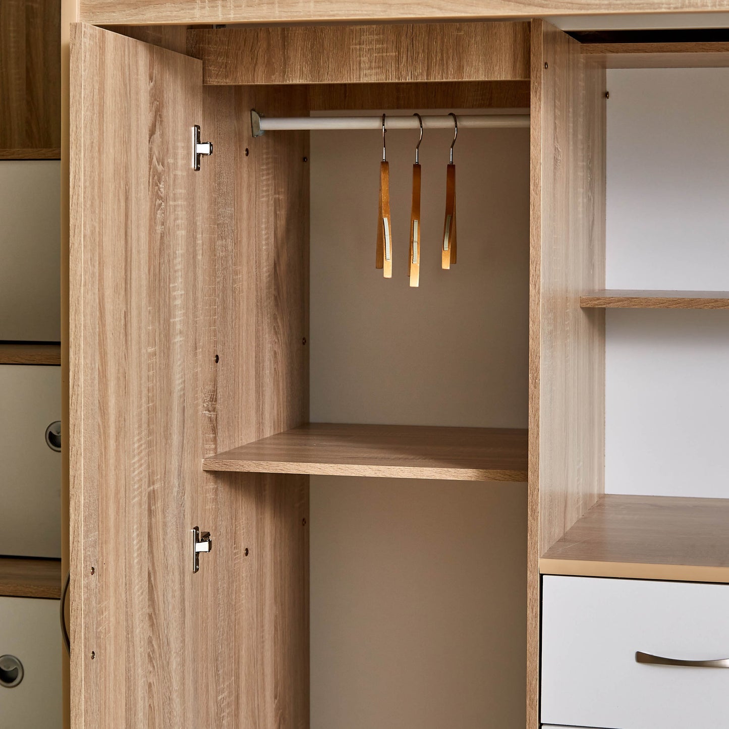 Single Loft Bed with Storage & Study Desk 90x190 cm – Space Saving Loft Bed with 7 Drawers