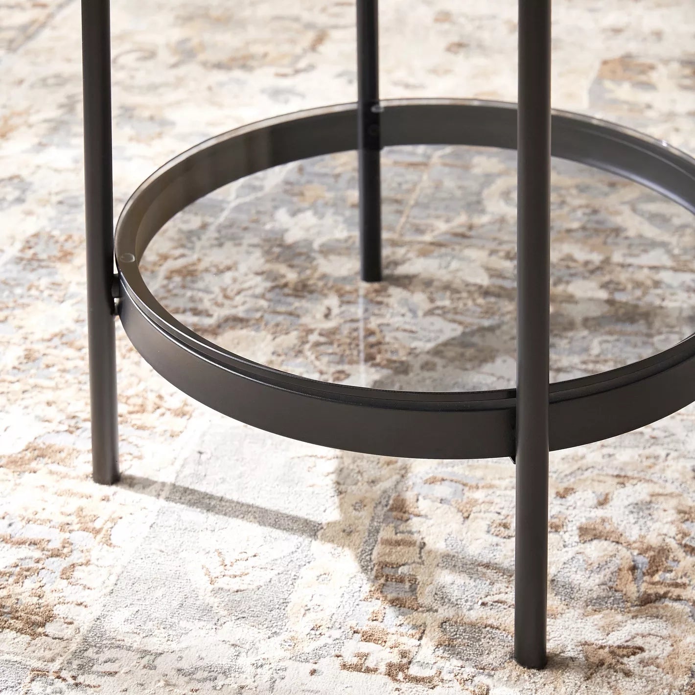 Sleek Glass Top Side Table With One Shelf - COOLBABY
