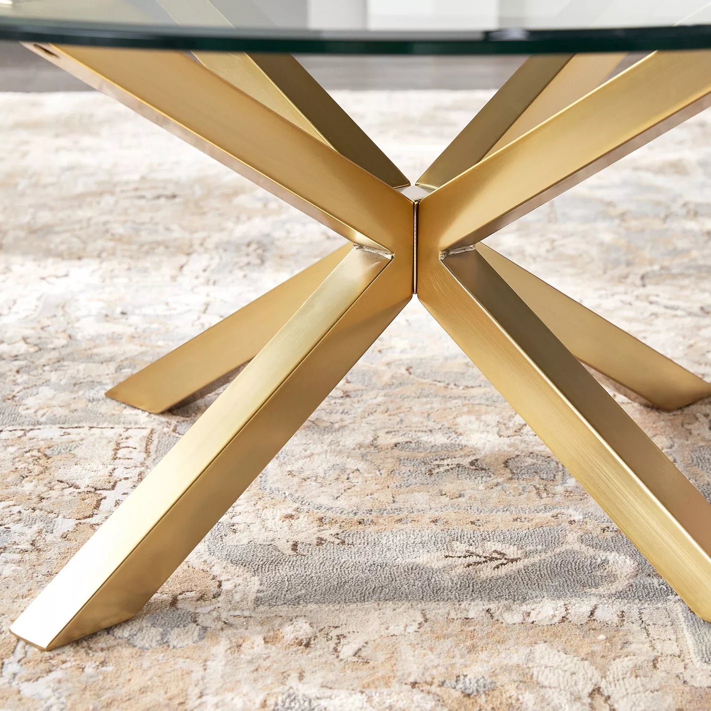 Glass Top Coffee Table, Elevate Style For Modern Home 90 x 90 x 40 CM - Gold - COOLBABY