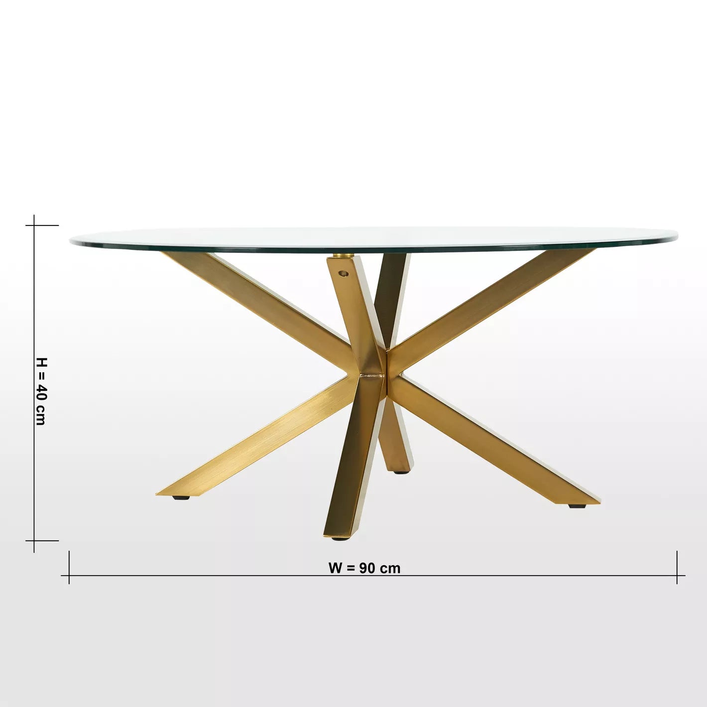 Glass Top Coffee Table, Elevate Style For Modern Home 90 x 90 x 40 CM - Gold - COOLBABY