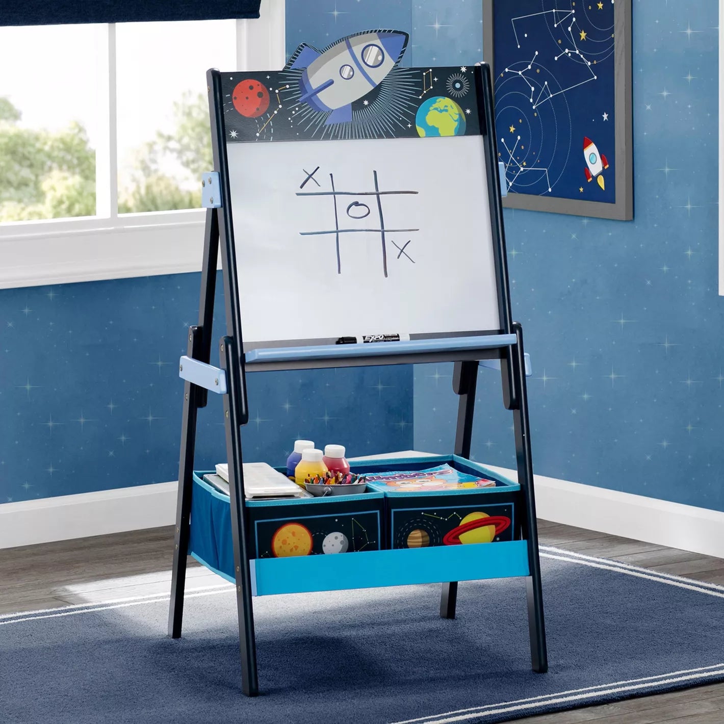 Space Adventures Wooden Activity Easel with Storage - COOLBABY