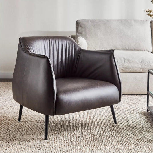 Leather Armchair, Stylish Urban Loft Armchair For Modern Home - Dark Brown - COOLBABY