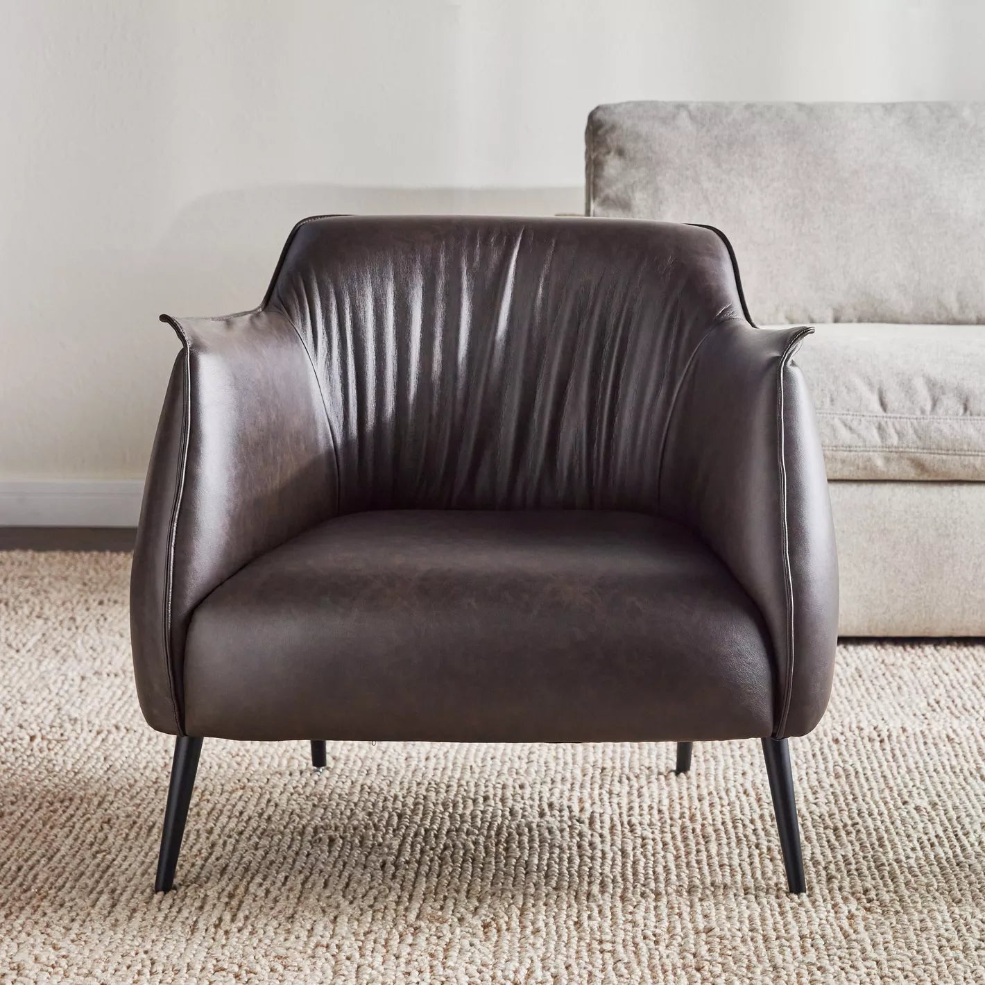 Leather Armchair, Stylish Urban Loft Armchair For Modern Home - Dark Brown - COOLBABY