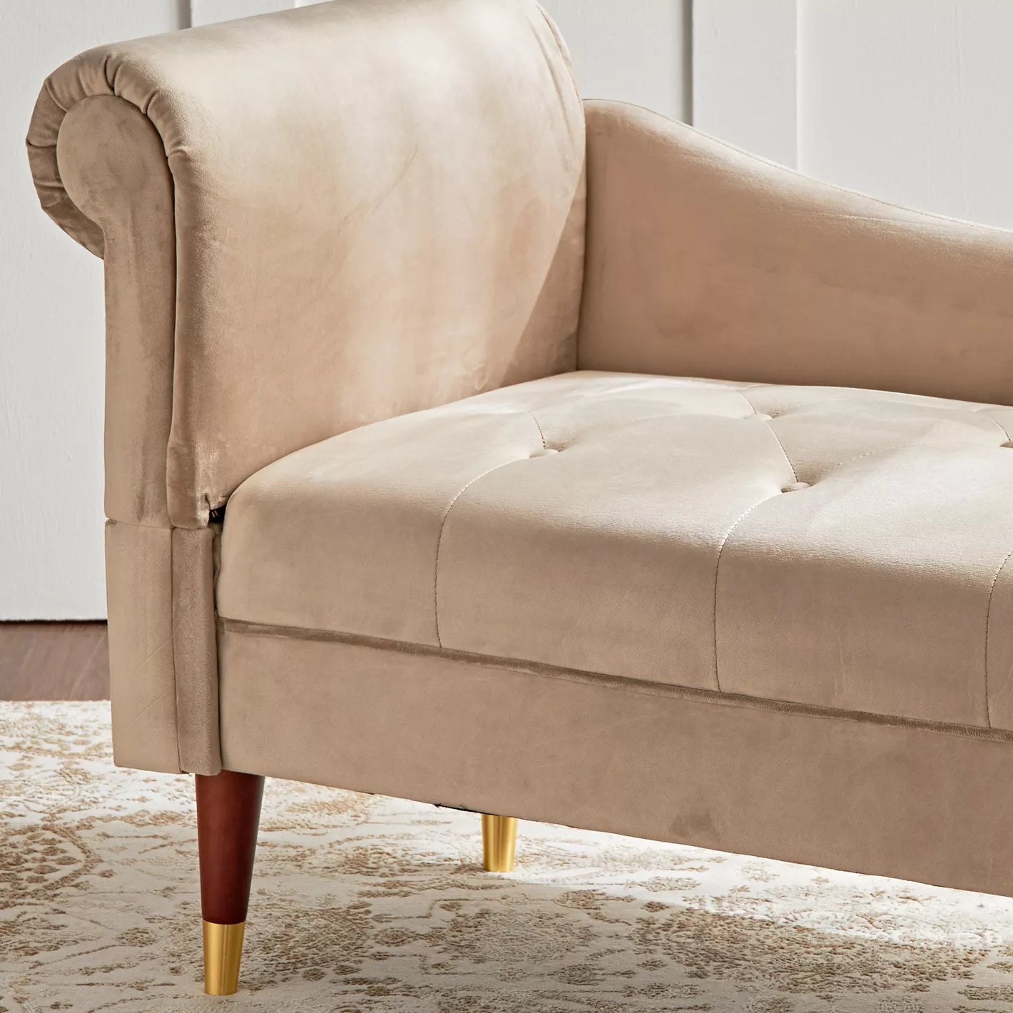 Chaise with Luxurious Velvet Upholstery 60 x 150 x 75 CM - Taupe - COOLBABY