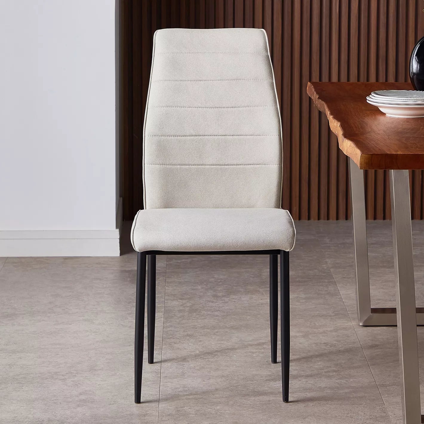 Modern Fabric Dining Chair, Metal Legs With Chrome Finish - COOLBABY
