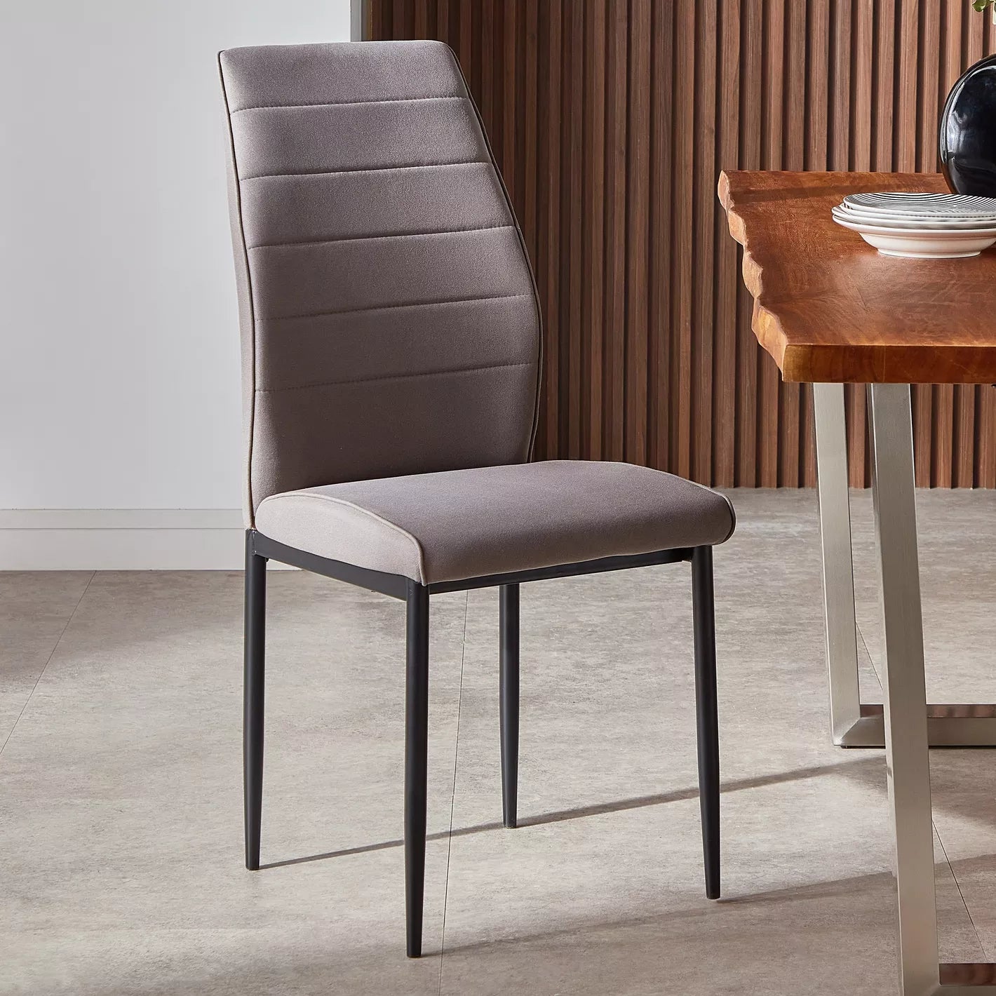 Modern Fabric Dining Chair, Metal Legs With Chrome Finish - COOLBABY