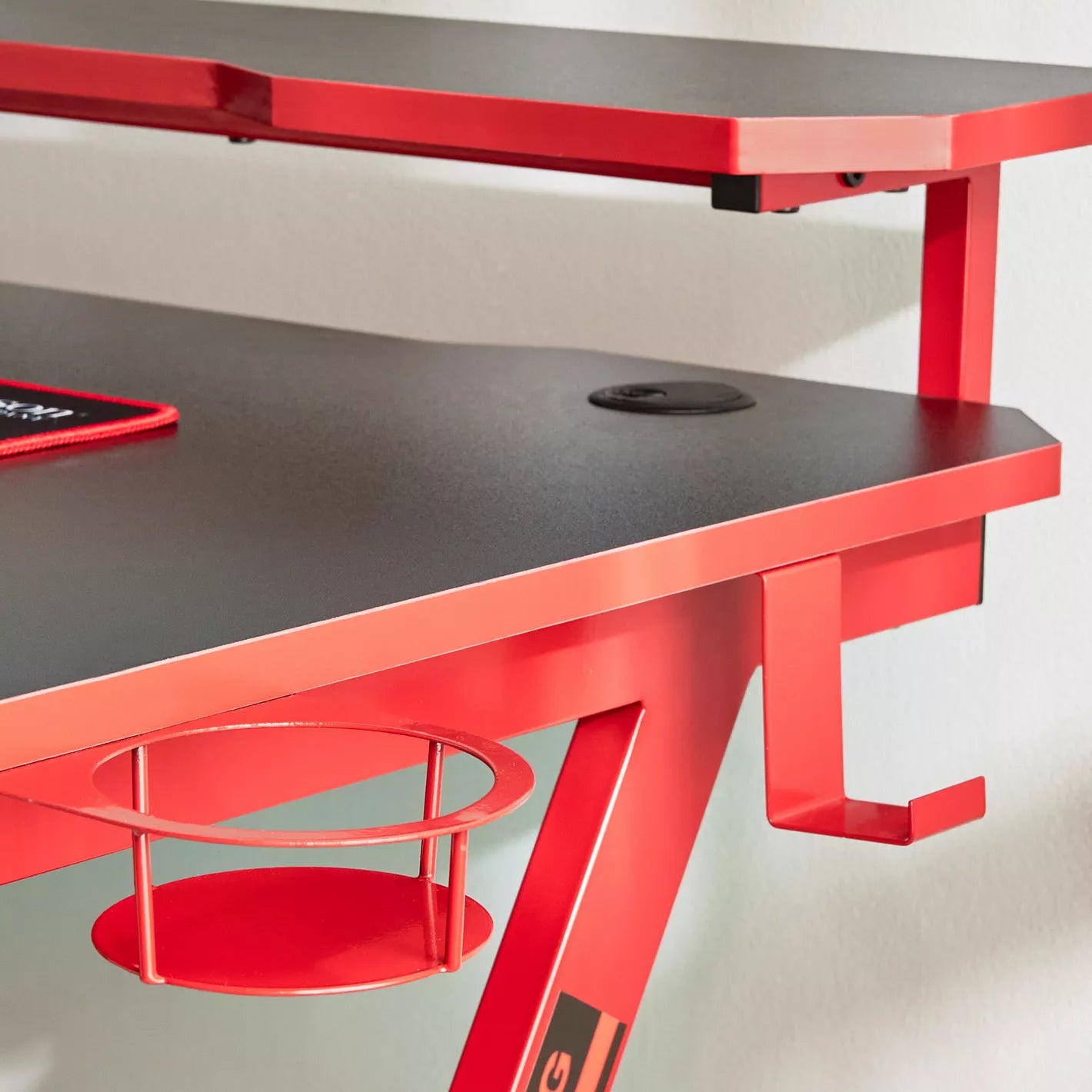 Gaming Desk, Engineered Wood With Cable Management, Raised Shelf, And Stylish Design - Study Desk - COOLBABY