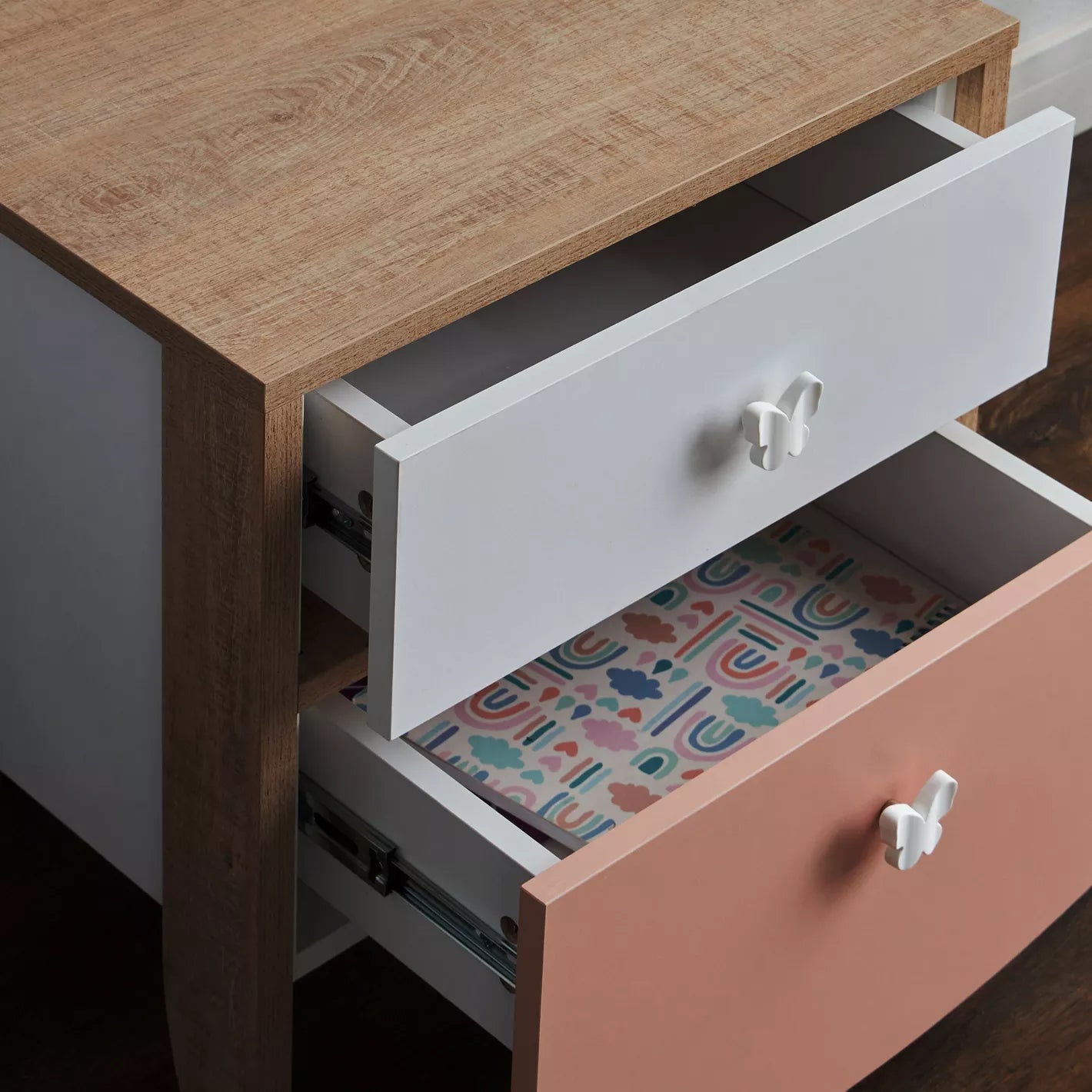 Charming Design Nightstand With Two Large Drawers - COOLBABY