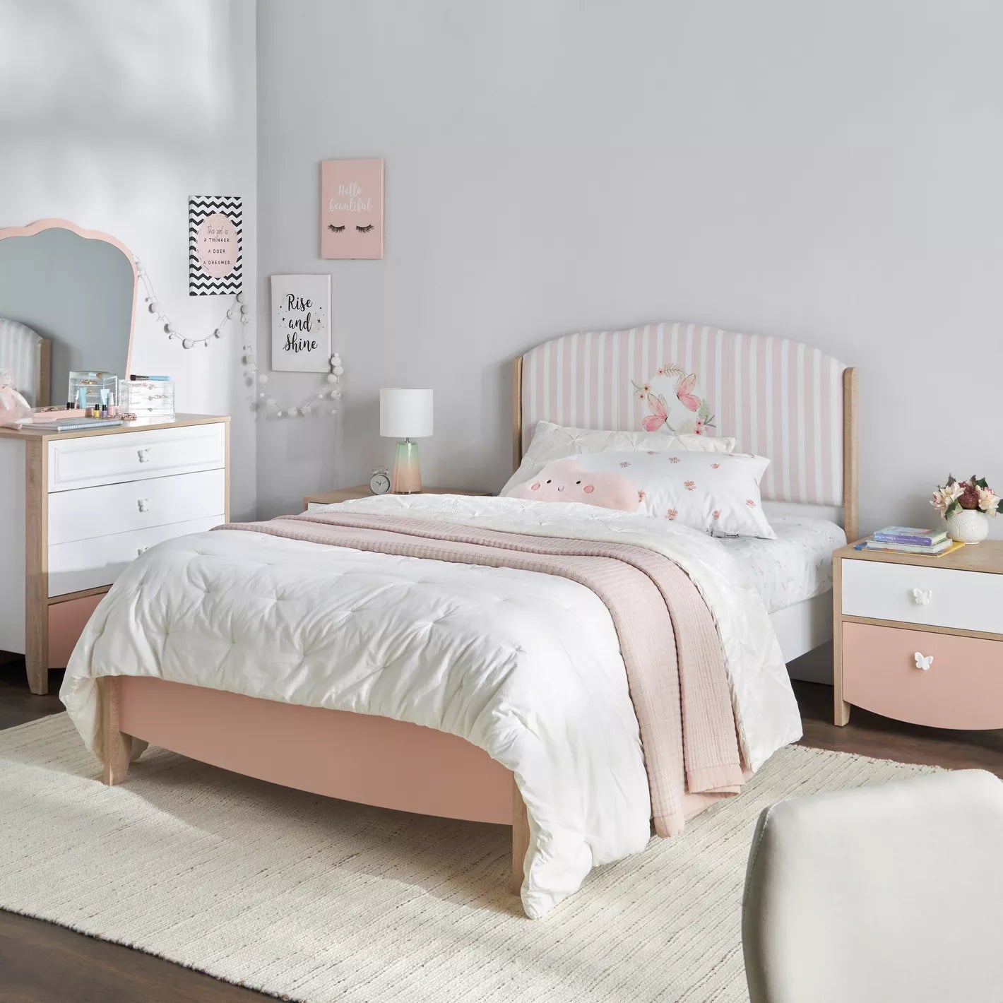 Charming Design Nightstand With Two Large Drawers - COOLBABY