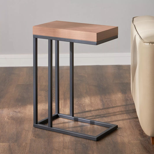 Engineered Wood Side Table With Metal Legs - Laptop Table, Breakfast Table - COOLBABY