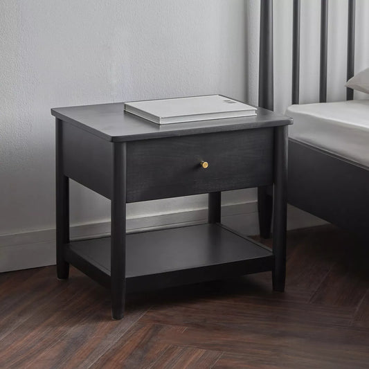 Nightstand With 1 Drawer and 1 Shelf for Organizing - COOLBABY