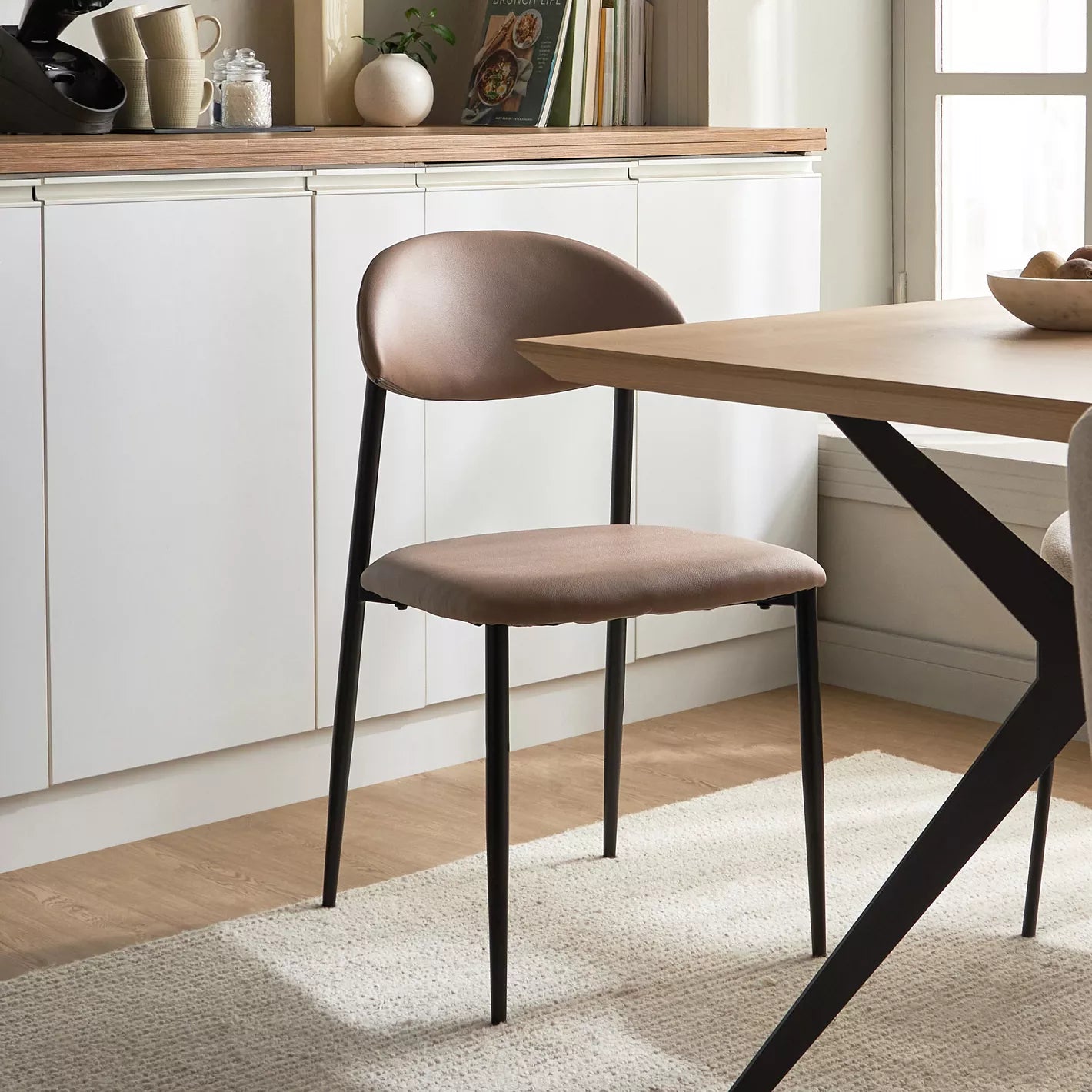 Leather Dining Chair With Metal Legs For Modern Areas - COOLBABY