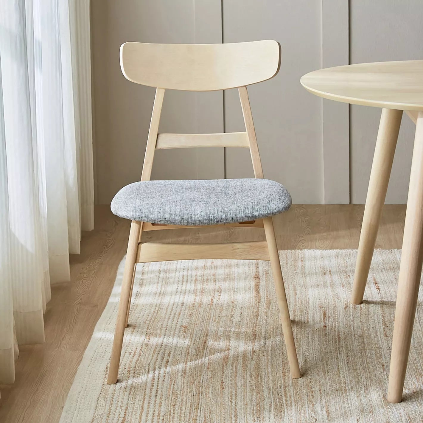 Fabric Dining Chair, Solid Wood Legs, Fabric Upholstery, Foam And Fiber Seat Filling For Living Areas - COOLBABY