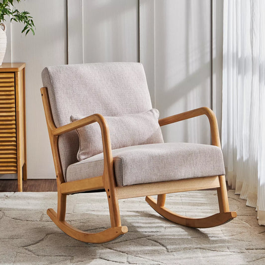 Fabric Rocking Armchair 84 x 65 x 85 cm - Beige - COOLBABY