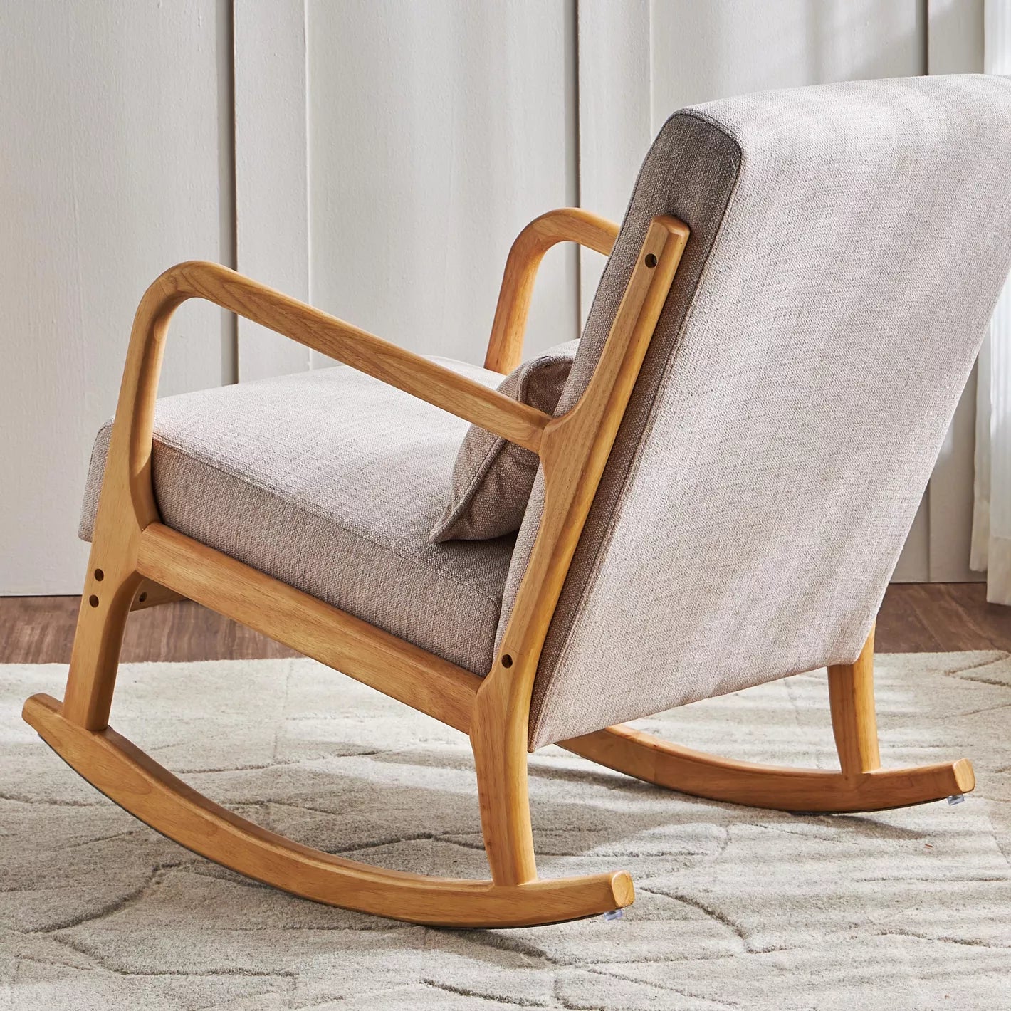 Fabric Rocking Armchair 84 x 65 x 85 cm - Beige - COOLBABY