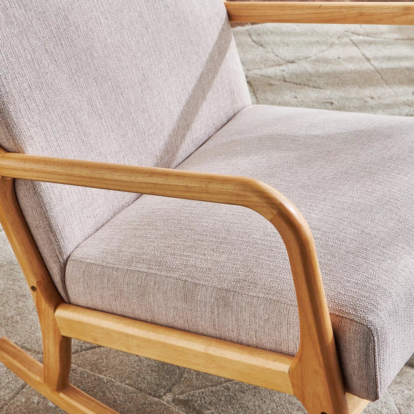 Fabric Rocking Armchair 84 x 65 x 85 cm - Beige - COOLBABY