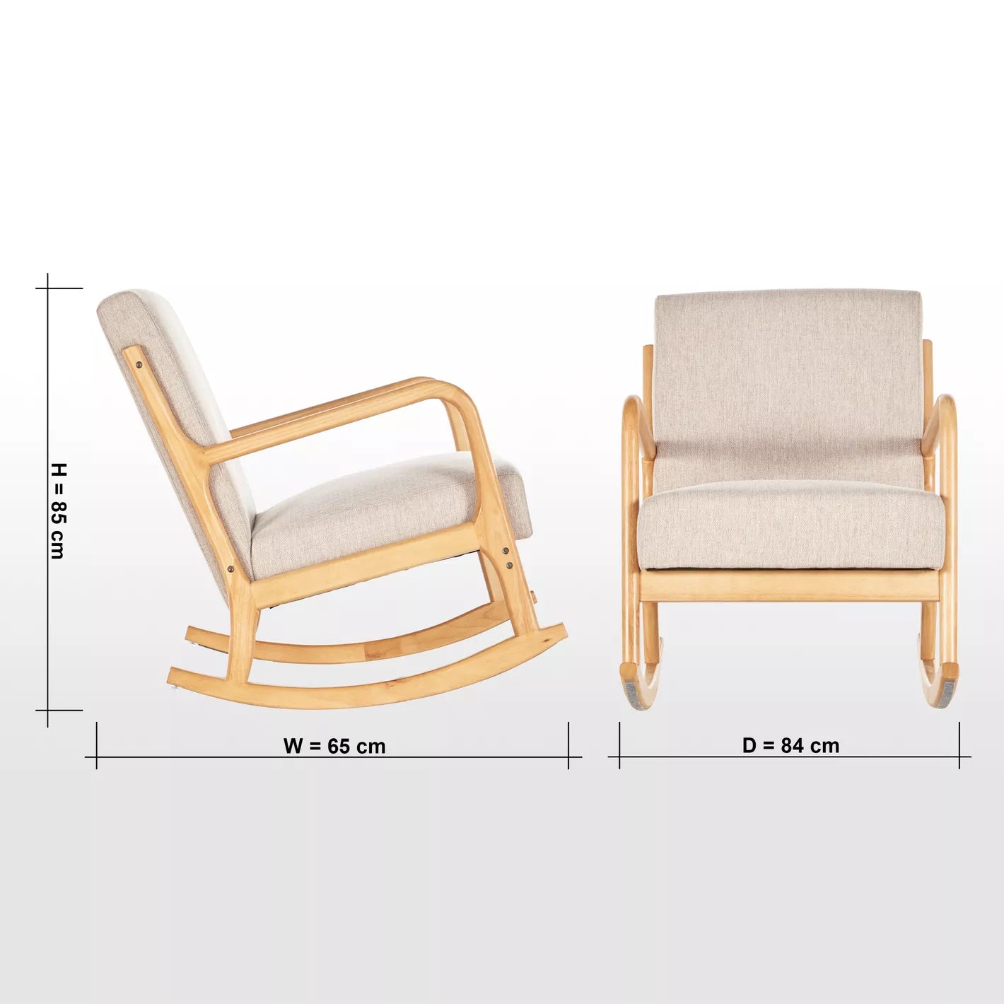 Fabric Rocking Armchair 84 x 65 x 85 cm - Beige - COOLBABY