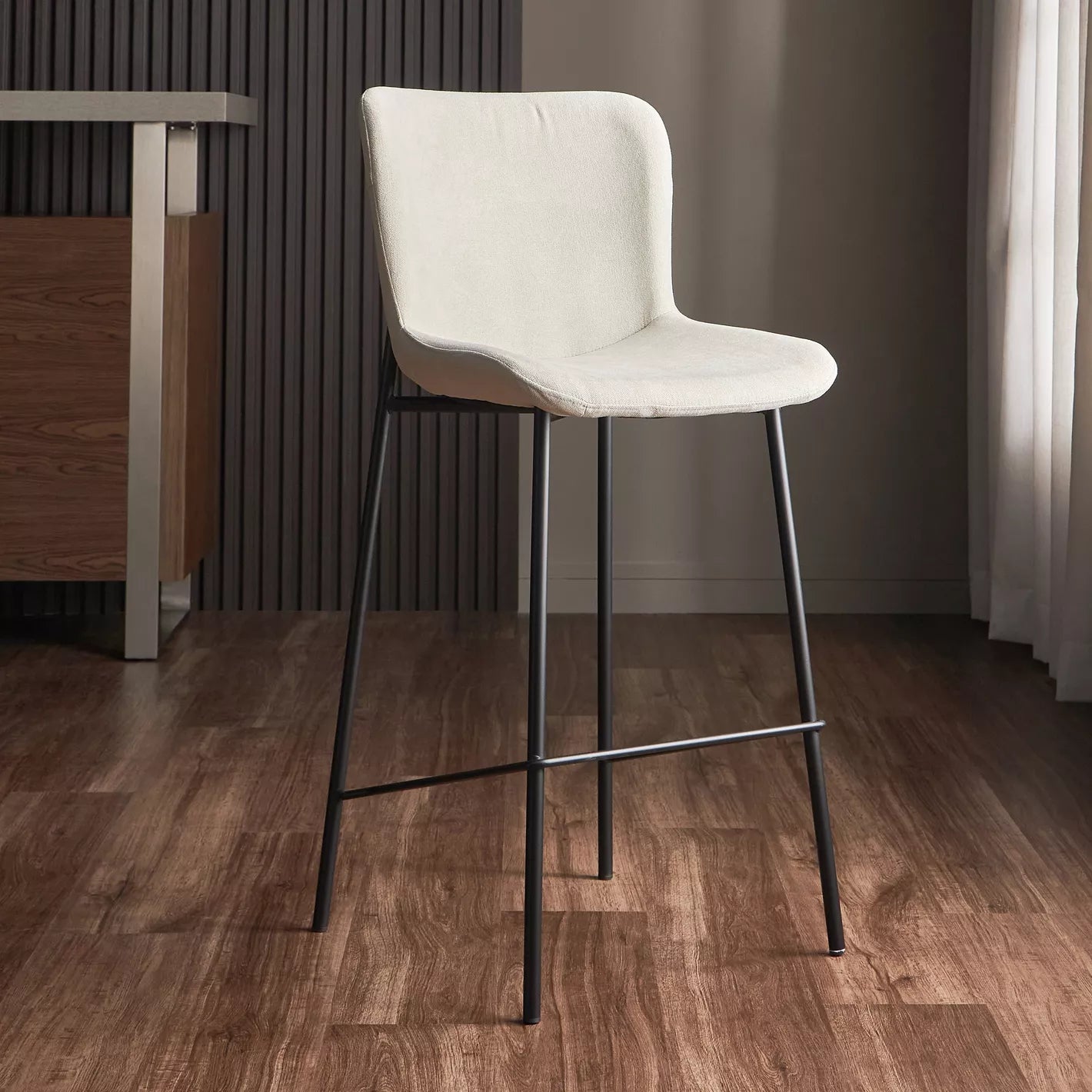 Fabric Bar Chair, Home Chair With Metal Legs - Black/Beige - COOLBABY