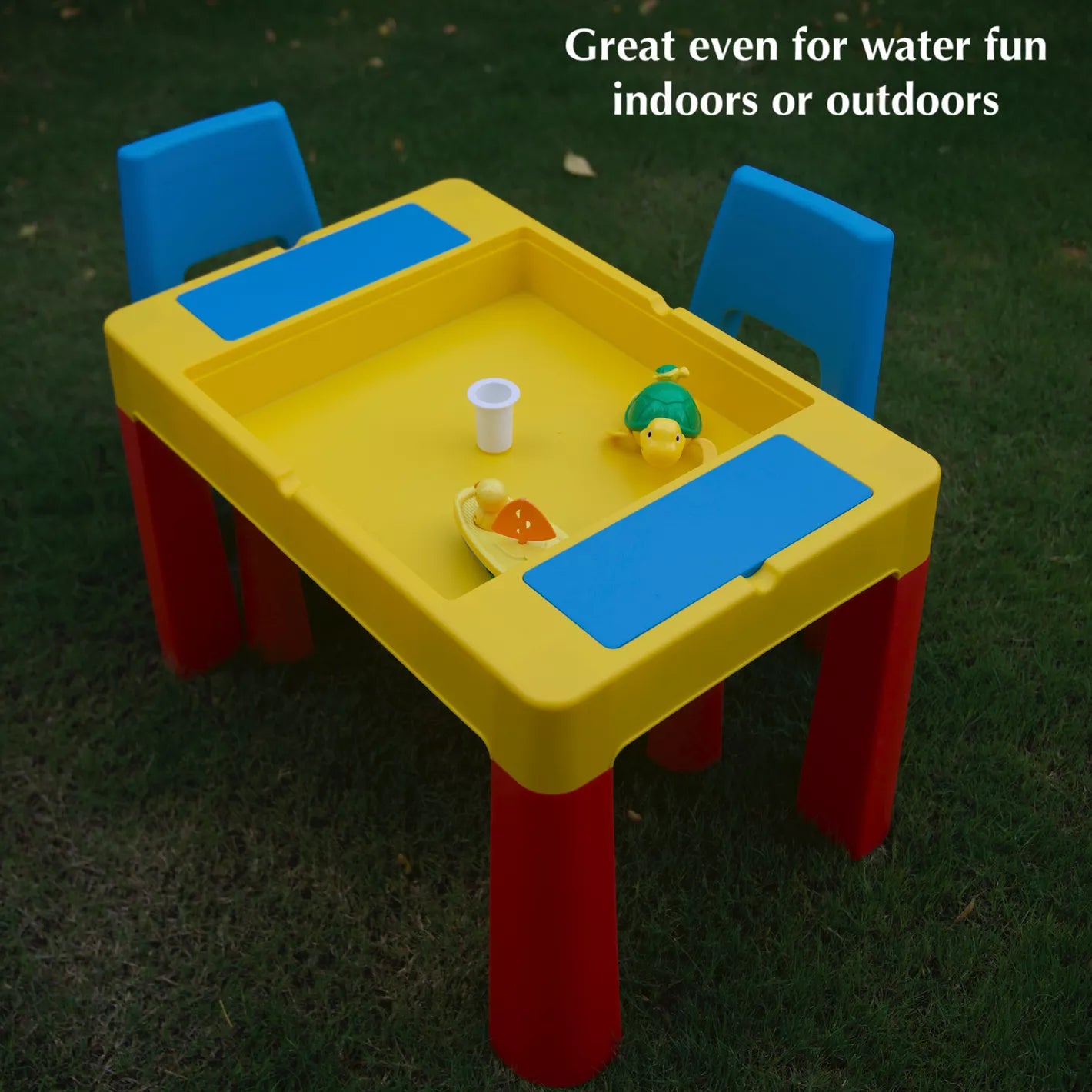 Home Canvas Mira 2-in-1 Kids' 2-Seater Building Block Study Table and Chairs Set - COOLBABY