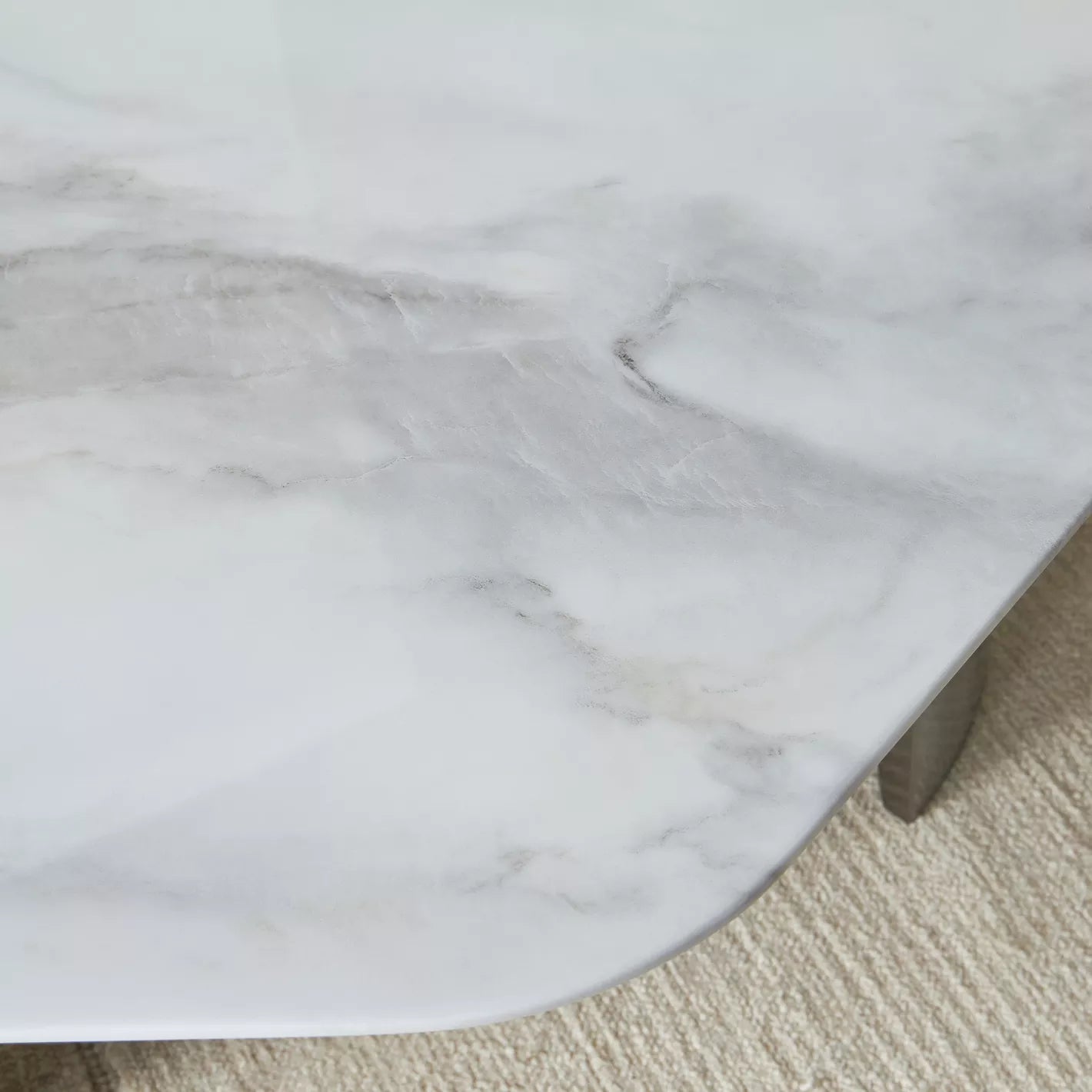 Marble Top Coffee Table, Durable Glass and Sturdy Metal for Modern Room - COOLBABY
