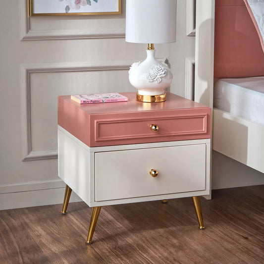 Nightstand With Gold Knob-Handles And Metal Legs - COOLBABY