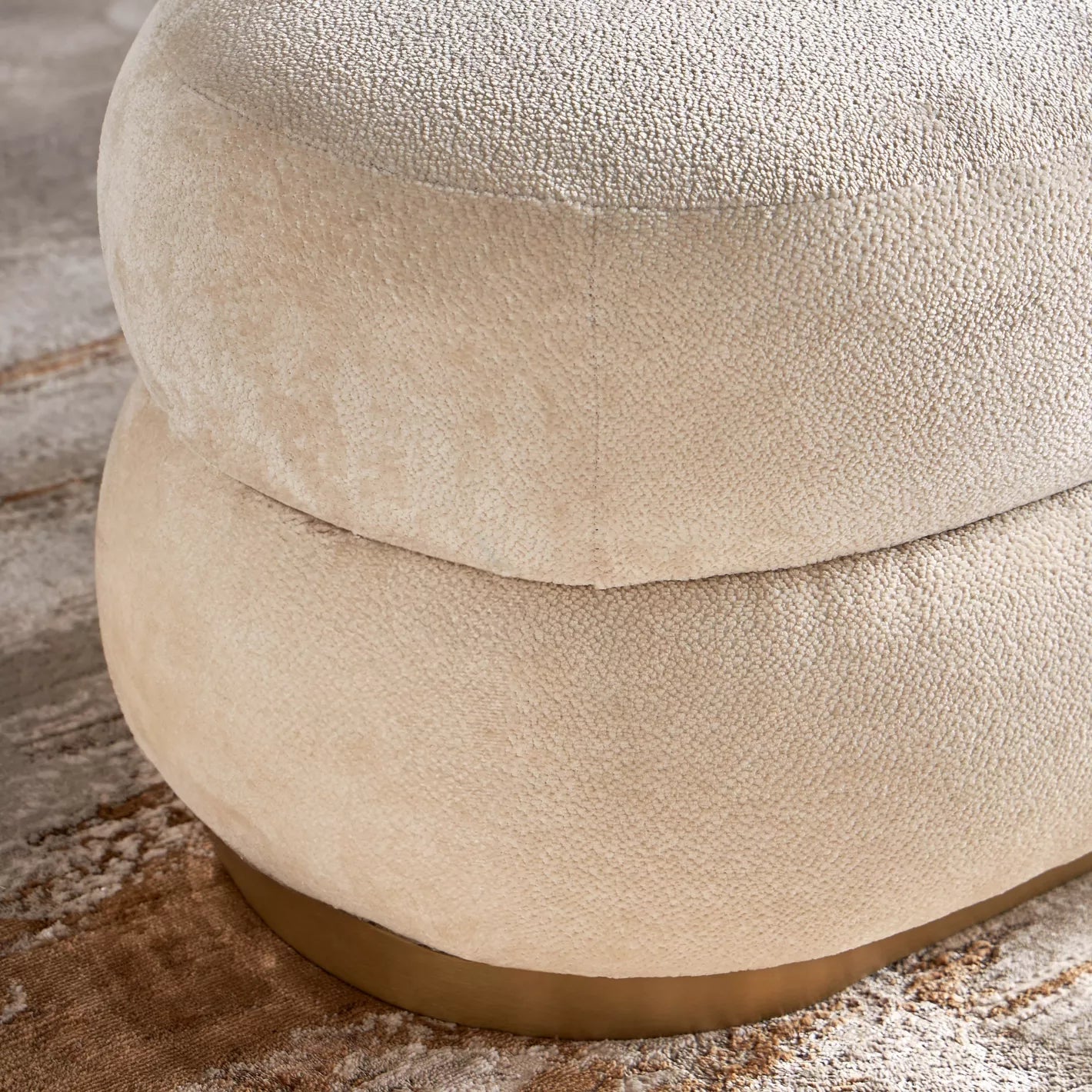 Elegant Modern Luxe Fabric Ottoman 47 x 87 x 45 CM - Cream - COOLBABY