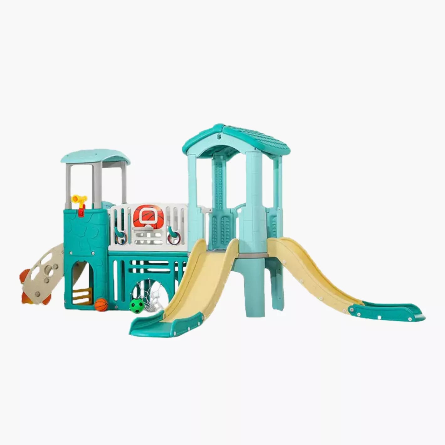 Kids' Indoor and Outdoor Multiplay Airplane Activity Tower with 2 Slides - COOLBABY