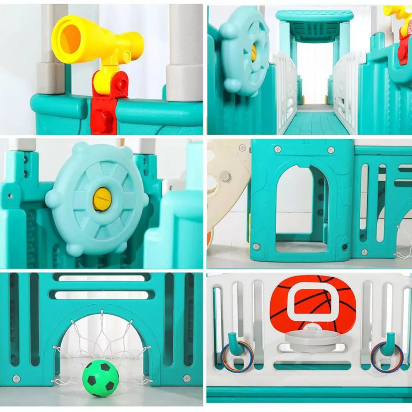 Kids' Indoor and Outdoor Multiplay Airplane Activity Tower with 2 Slides - COOLBABY