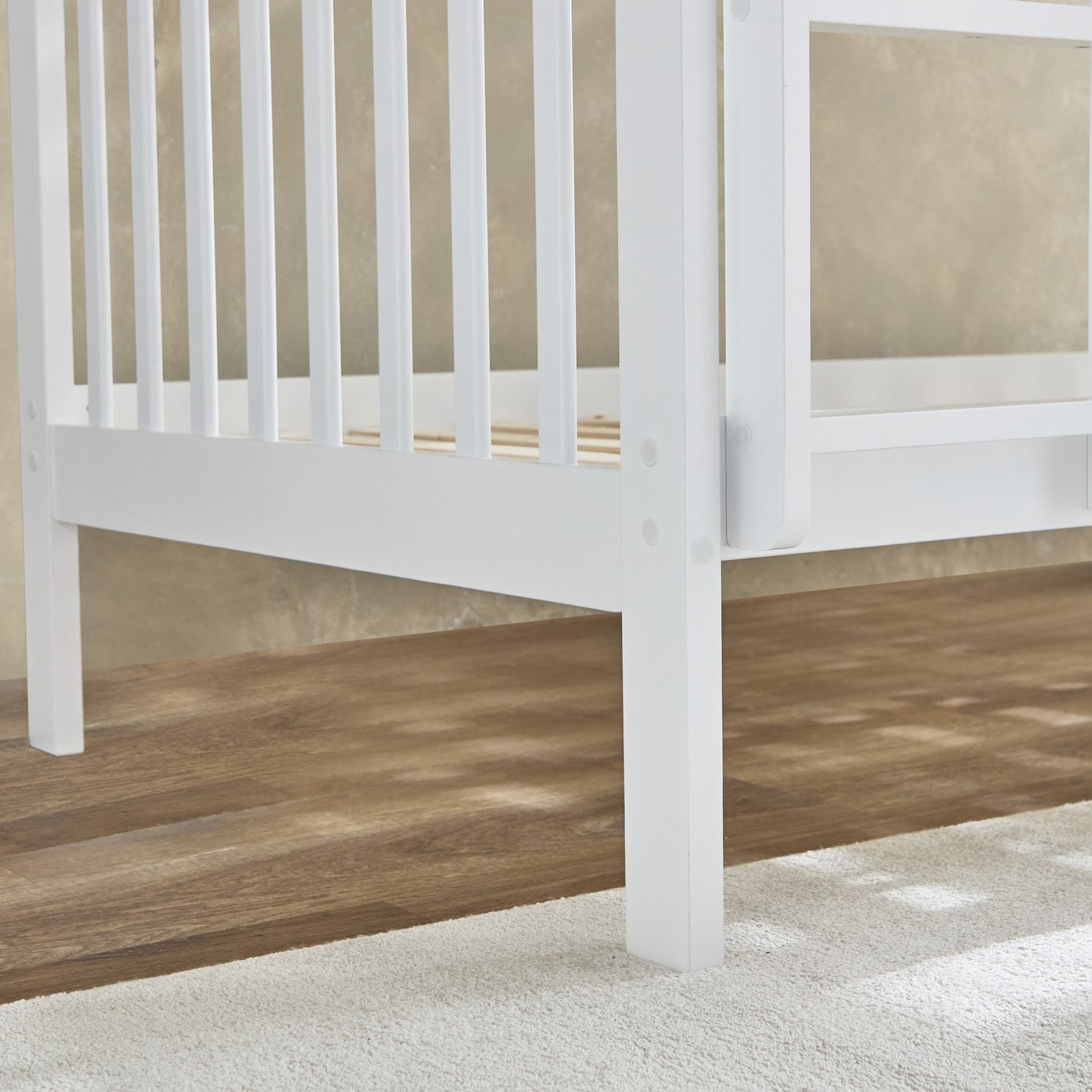 Single Bunk Bed 90x200 cm – MDF Wooden Kids Bunk Bed with Safety Guardrails & Built-in Ladder