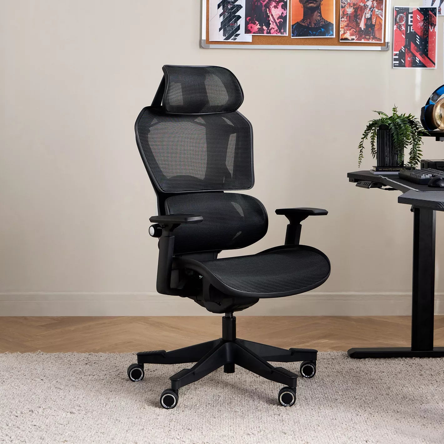 Stylish Ergonomic Chair With Mesh Design And Height-Adjustable Back Cushion With Four Locking Positions Gaming Chair - COOLBABY