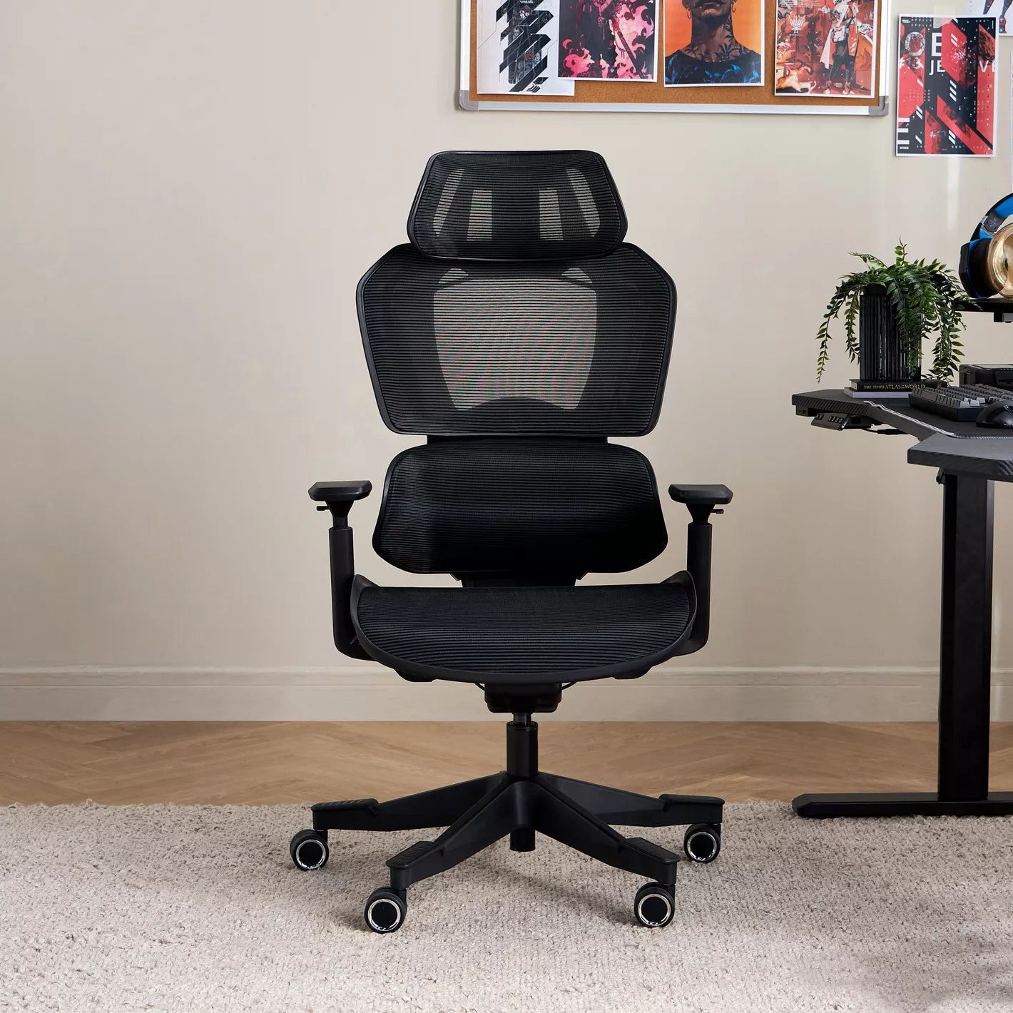 Stylish Ergonomic Chair With Mesh Design And Height-Adjustable Back Cushion With Four Locking Positions Gaming Chair - COOLBABY