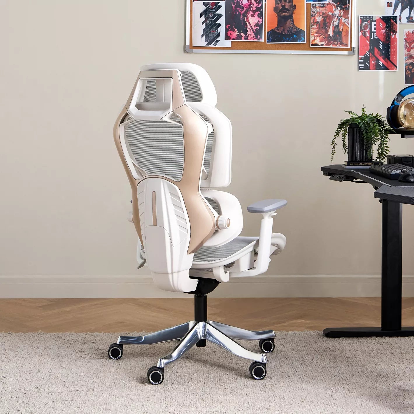 Stylish Ergonomic Chair With Mesh Design And Height-Adjustable Back Cushion With Four Locking Positions Gaming Chair - COOLBABY