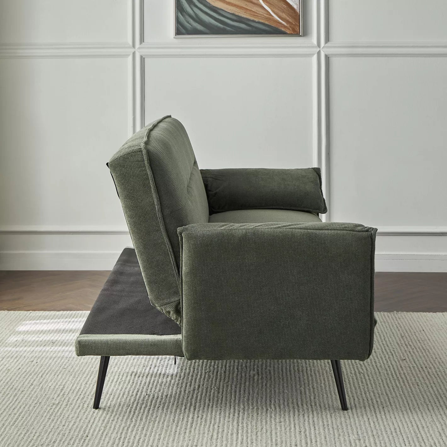 Elegant 3-Seater Fabric Sofa Bed for Modern Living Spaces - Green - COOLBABY