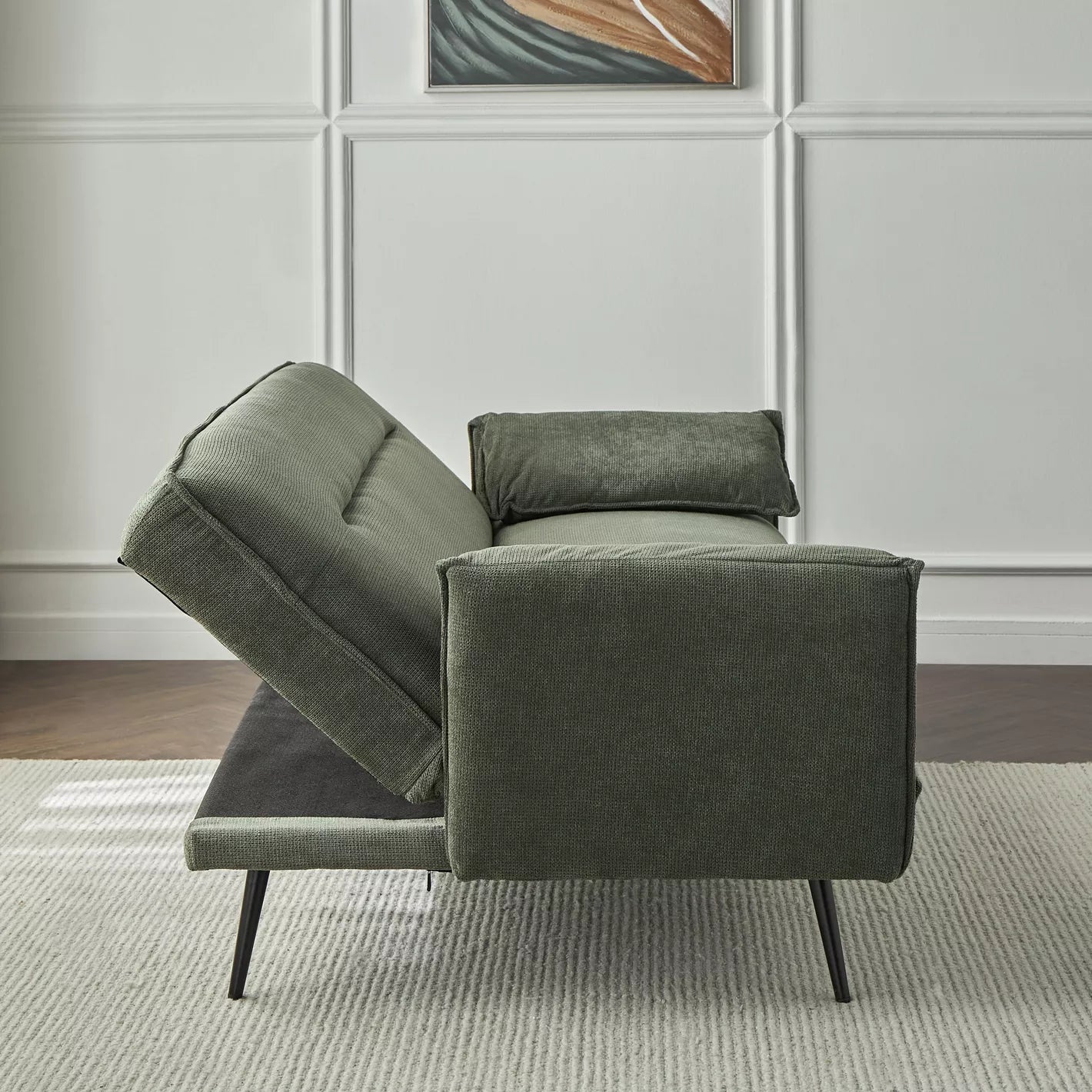 Elegant 3-Seater Fabric Sofa Bed for Modern Living Spaces - Green - COOLBABY