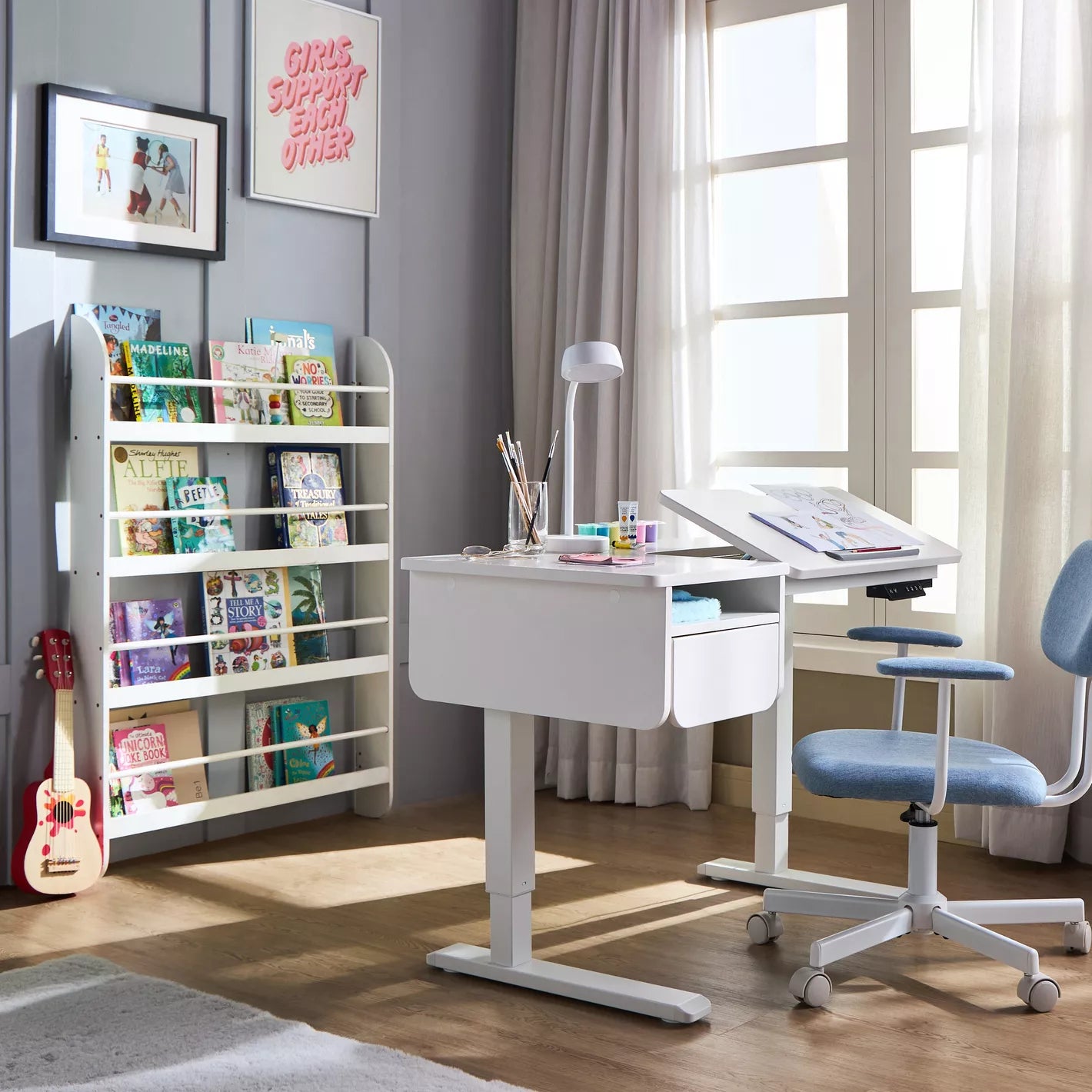 Smart Desk With A Large Drawer And USB Charging Port, Wire Organizer - Study Desk - COOLBABY