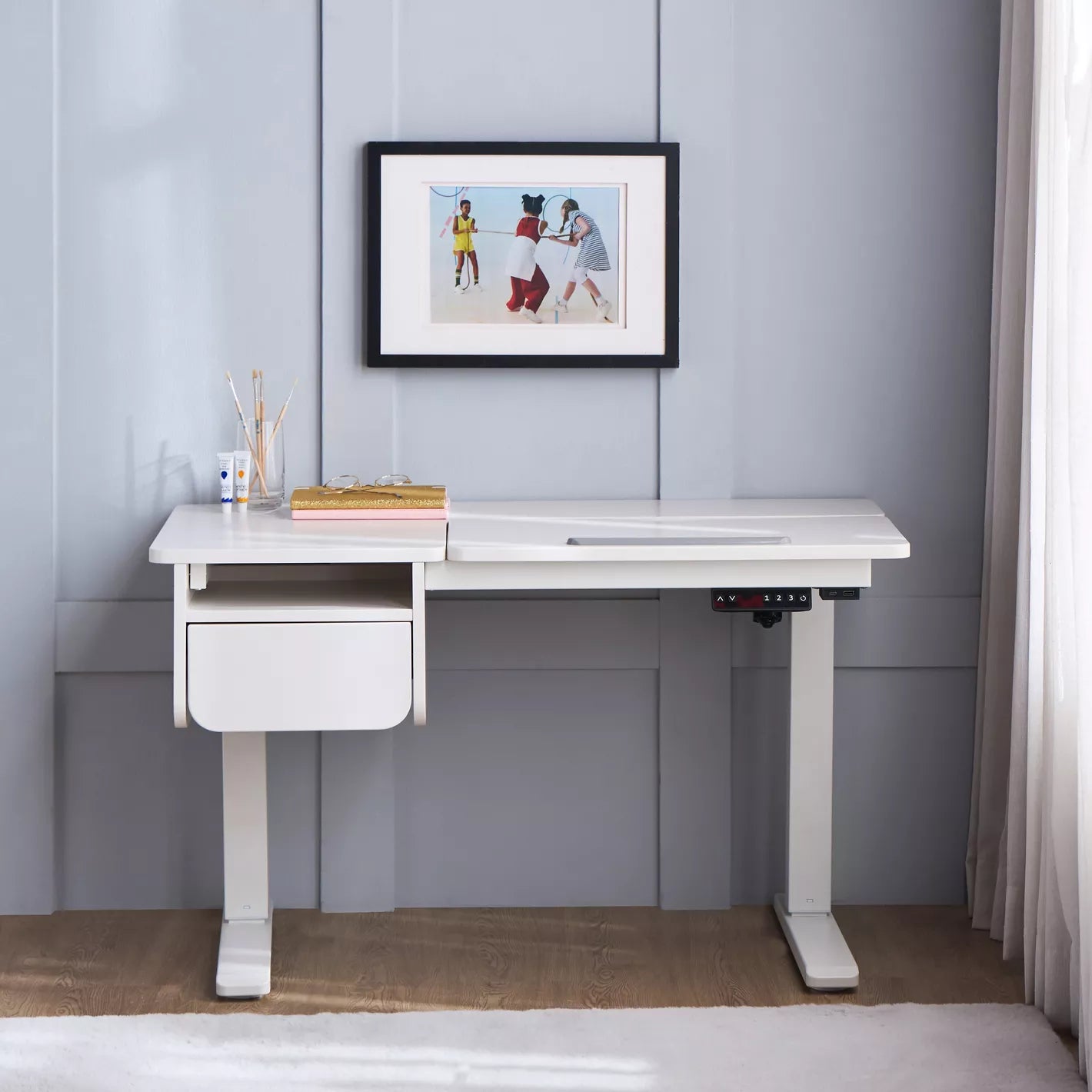 Smart Desk With A Large Drawer And USB Charging Port, Wire Organizer - Study Desk - COOLBABY